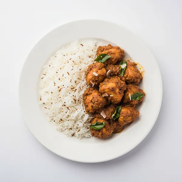 Kundapura Chicken sukka with coconut rice